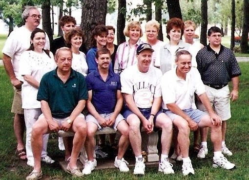 Classmates at Chris Browns home. 
FR Jim Davidson, John Bell, Mike Vieira & Chris Brown
2nd Row X, Karen Burris, Barb Schoonover, Mary Anne Pruden,Jeannell Charman, Mick McGuire
BR Bruce Porter, Nancy Meyer, Janet Pratt, Carolyn Arnold and Rhae Alvis